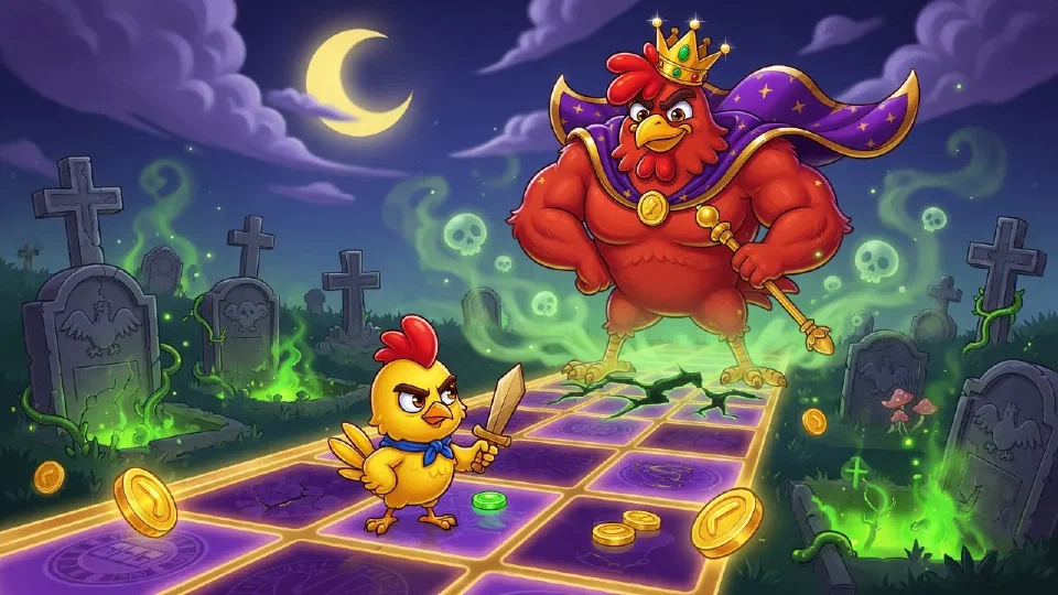 Giant crowned Chicken Boss at the end of the zombie lane
