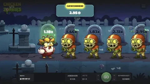 Gewinnanzeige der Demo von Chicken vs Zombies auf Deutsch