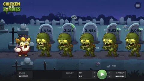 Chicken vs Zombies demo on Hardcore with soldier zombies and multipliers up to 9.09x