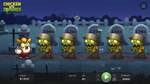 Chicken vs Zombies on Medium with pot-headed zombies and multipliers from 1.08x